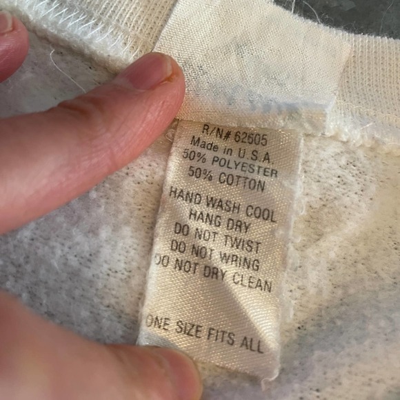 Vintage Handpainted Santa Christmas Crewneck Sweatshirt USA Womens Large White - Picture 7 of 11